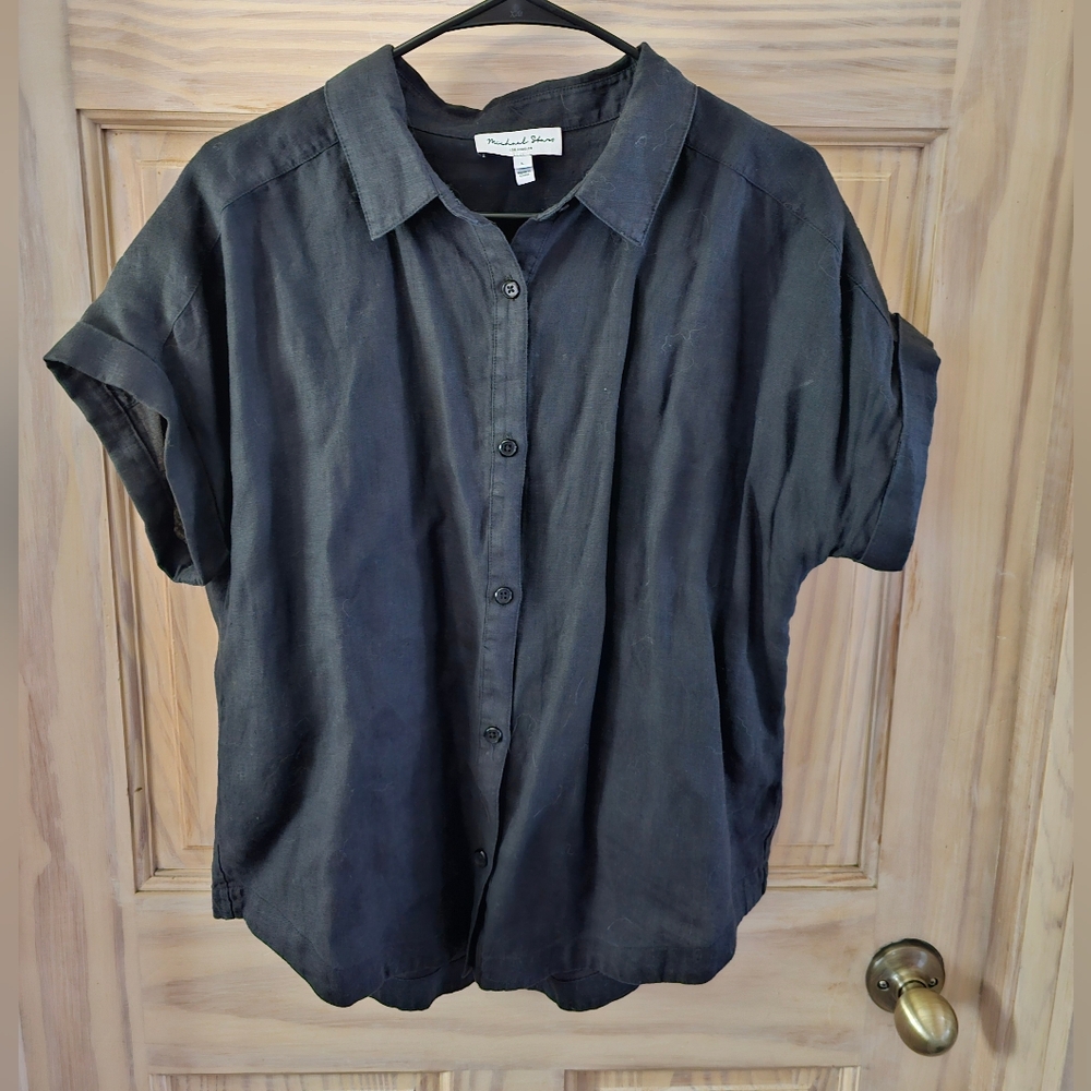 Michael Stars linen short sleeve button up sz L
